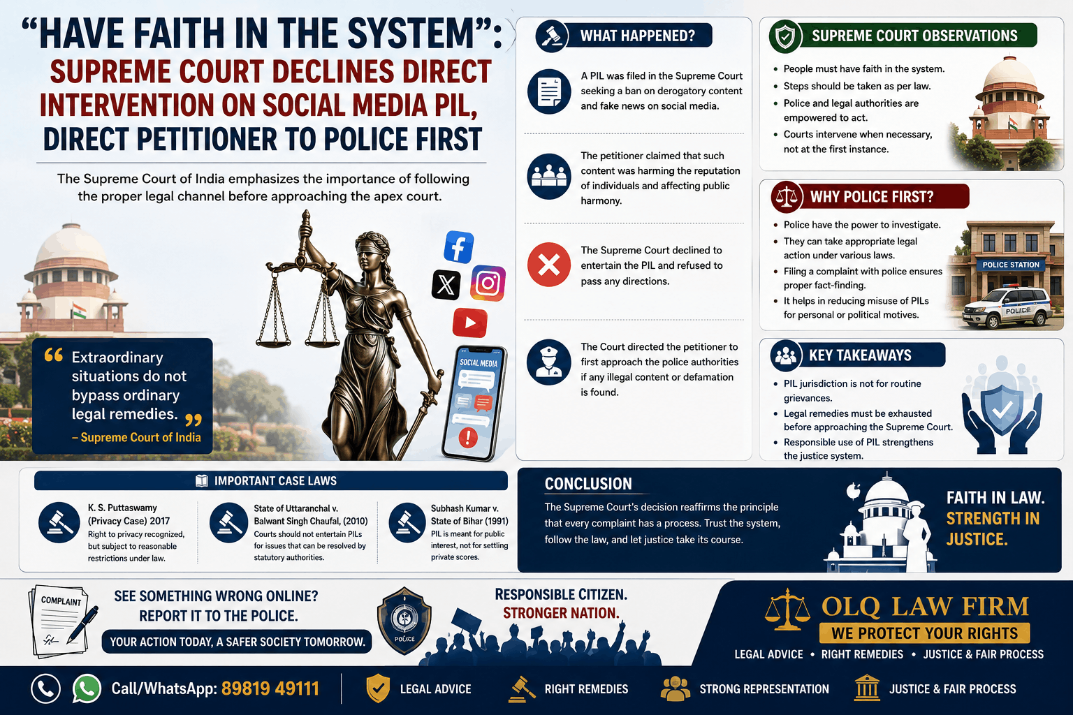 “Have Faith in the System”: Supreme Court Declines Direct Intervention on Social Media PIL, Direct Petitioner to Police First